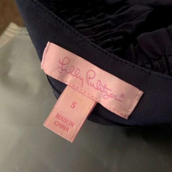 LILLY PULITZER True navy silk gold studded Perla dress size: small - Picture 5 of 6